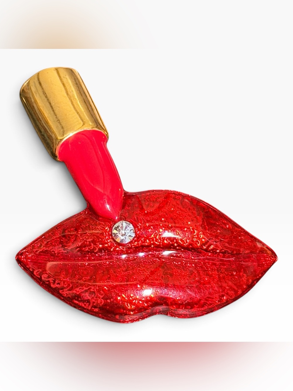 Red Lipstick & Lip Brooch - Red Fashion Pin